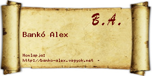 Bankó Alex névjegykártya